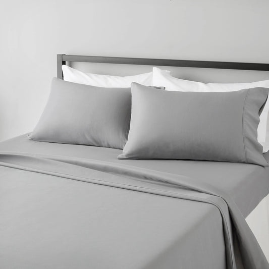 BATTILO 4-Piece Microfiber Bed Sheet Set | Twin to King Bed Sheet Set Peaceful Pleasures Health and Wellness Light Grey Twin