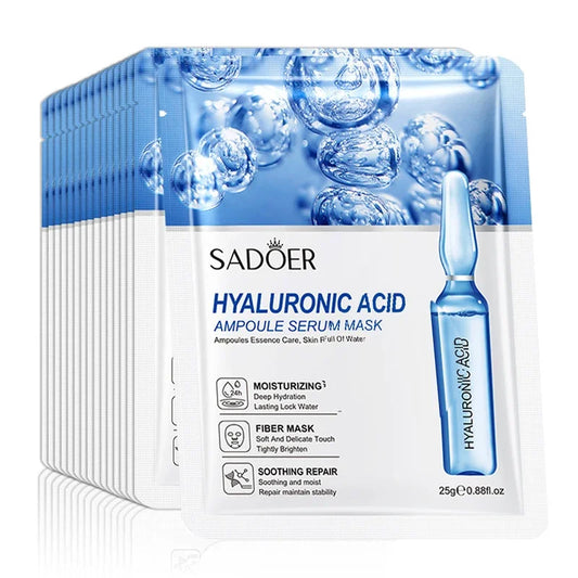 10pcs SAODER Hyaluronic Acid Facial Masks Face skincare Firming Hydrating Moisturizing Face Mask Facial Skin Care Products Peaceful Pleasures Health and Wellness Default Title