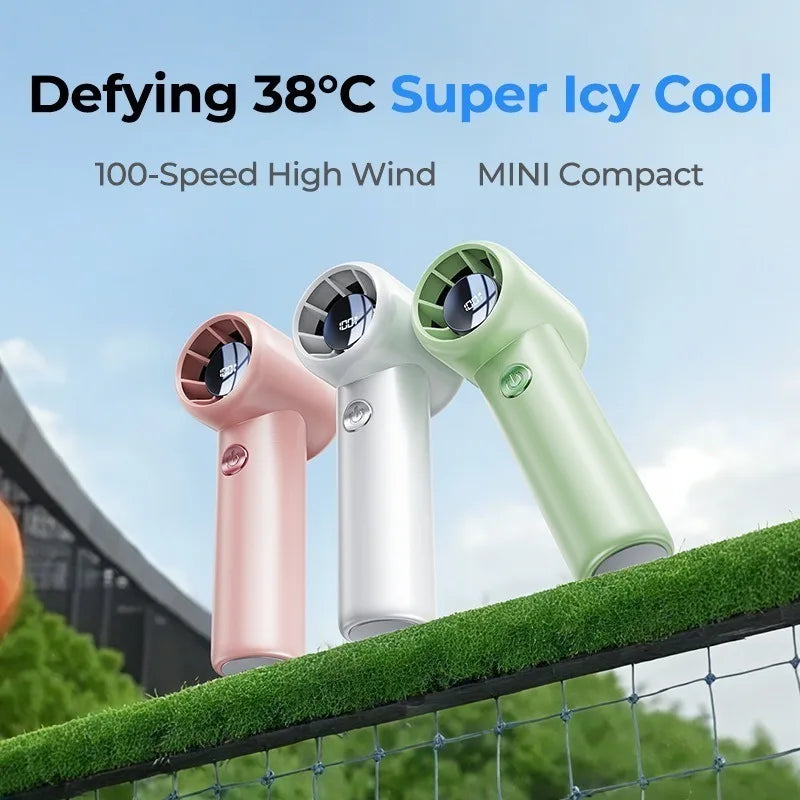 Handheld Turbo Fan USB Rechargeable Portable Cooling Fan Digital Display
