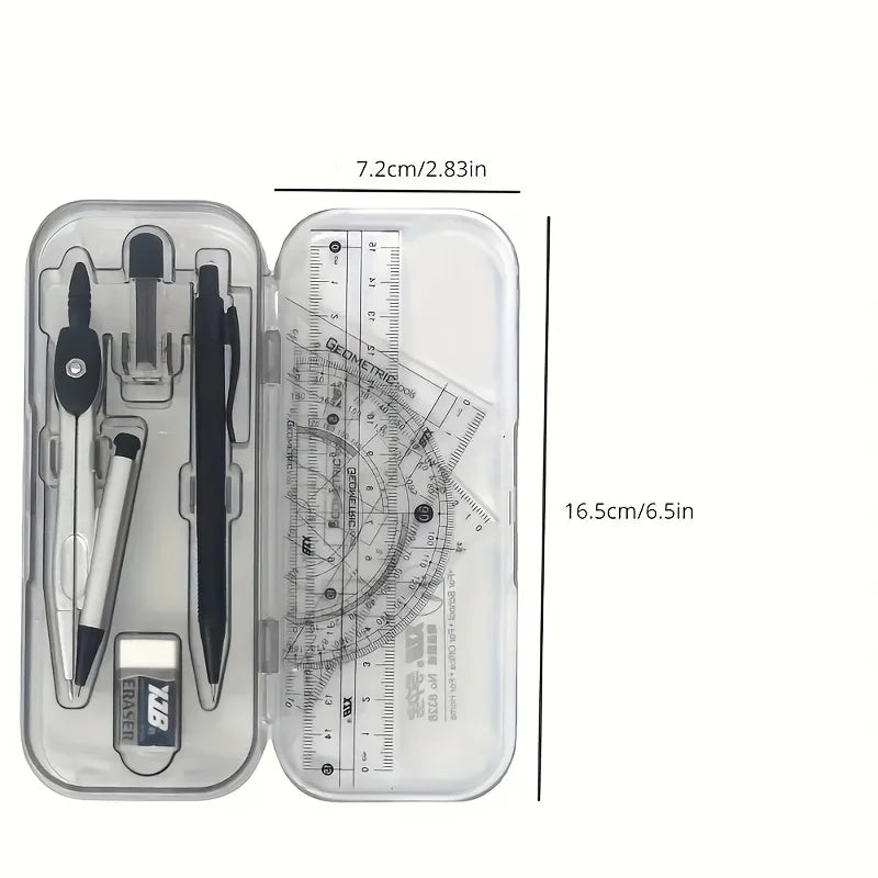 8-in-1 Math Geometry Kit – Compass, Ruler & Protractor