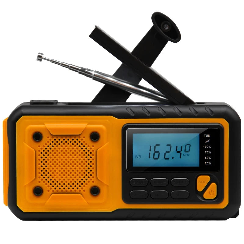 HOMEFISH 5000mAh Portable Emergency Solar Power Radio Hand Crank Charging AM/FM SW multi BAND Radio Led Reading Flashlight Bank Peaceful Pleasures Health and Wellness k8