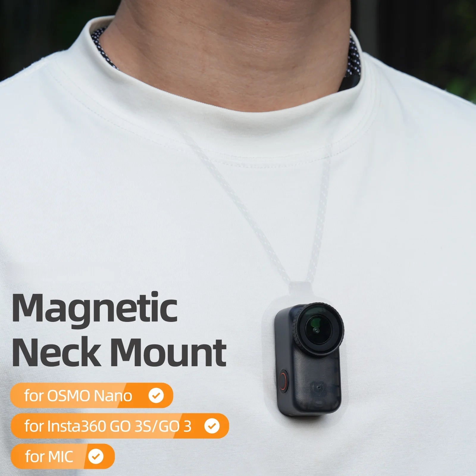 Magnetic Neck Strap Mount For DJI OSMO Nano For Insta360 GO 3/3S First-Person Shooting For Insta360 Mic AIR Microphone Peaceful Pleasures Health and Wellness