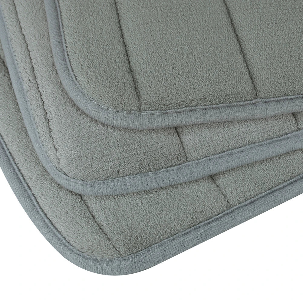 Memory Foam Bath Mat Set 3 Piece Thick Extra Soft Bathroom Non-Slip Rugs Super Water Absorbent Machine-Washable Toilet Floor Mat Peaceful Pleasures Health and Wellness Grey Set 3 Piece