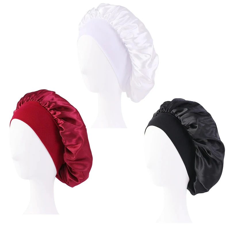 Women's Satin Sleep Bonnet | Wide Brim, Elastic Band Hair Care