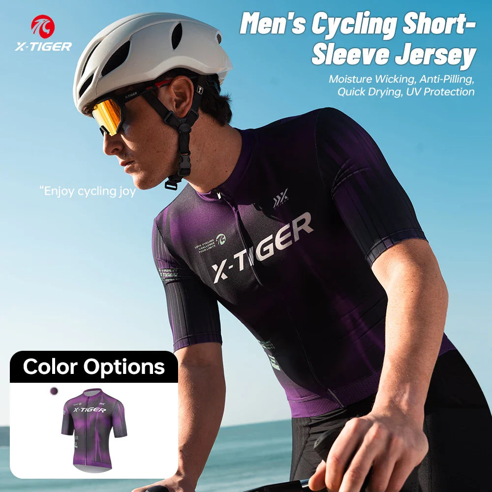 X-TIGER Men's Cycling Jersey Short Sleeve | 3 Pockets, UV
