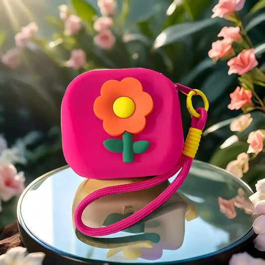 Flower Silicone Mini Wallet & Coin Purse with Lanyard | Waterproof Silicone Coin Purse Oasis Select