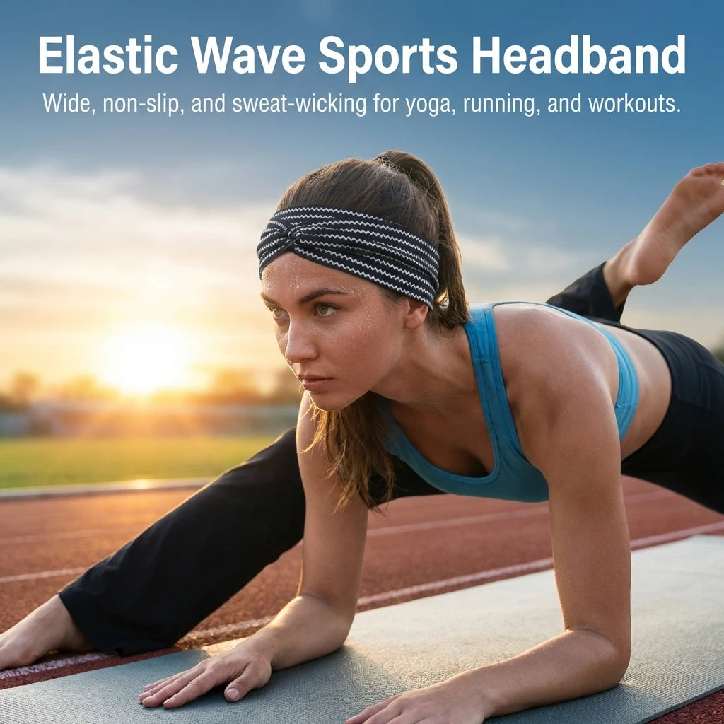 Women's Sports Headband Elastic Non-Slip Wide Sweat-Absorbing for Yoga Running Peaceful Pleasures Health and Wellness