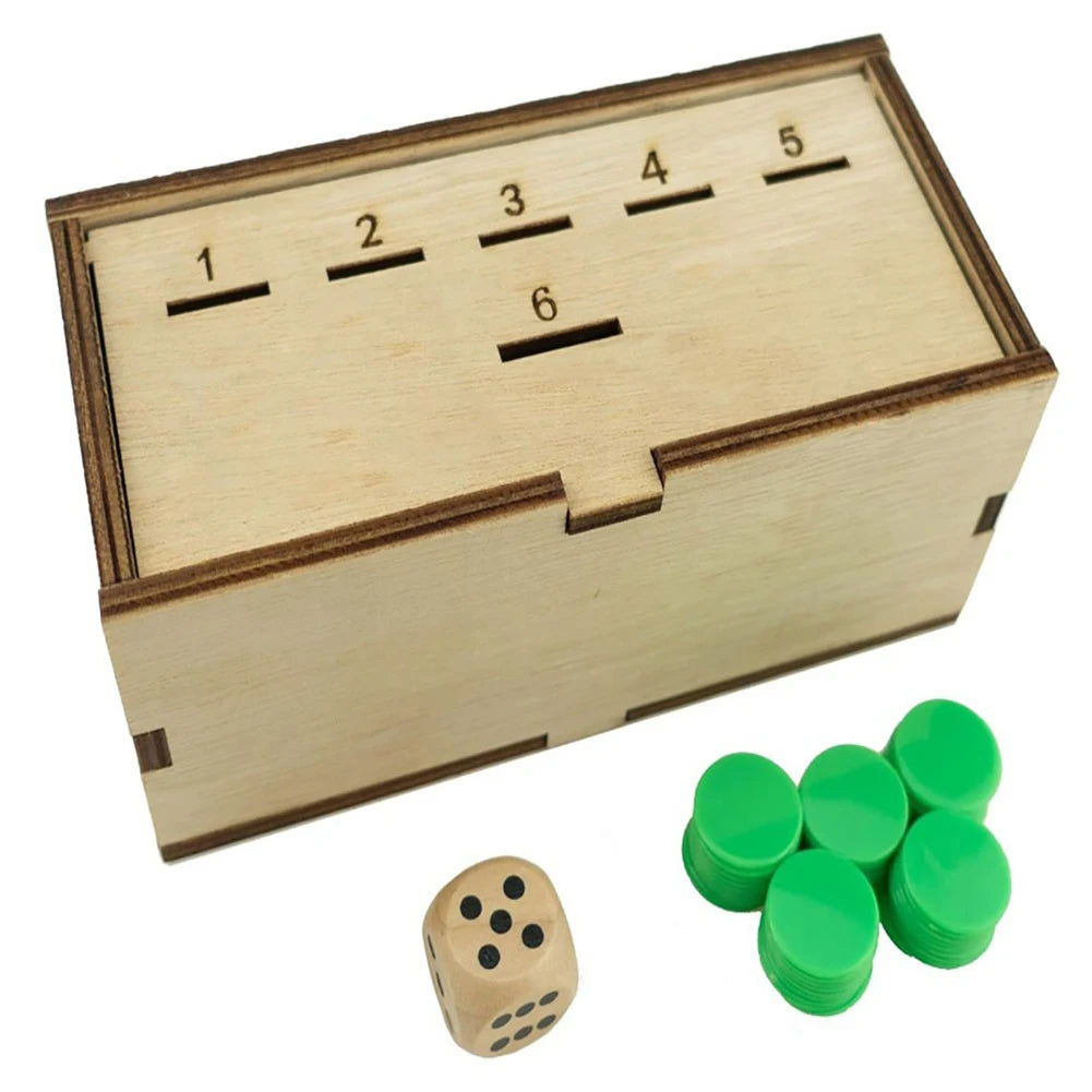 Penny Dice Game with Wooden Box | Family Board Game Night