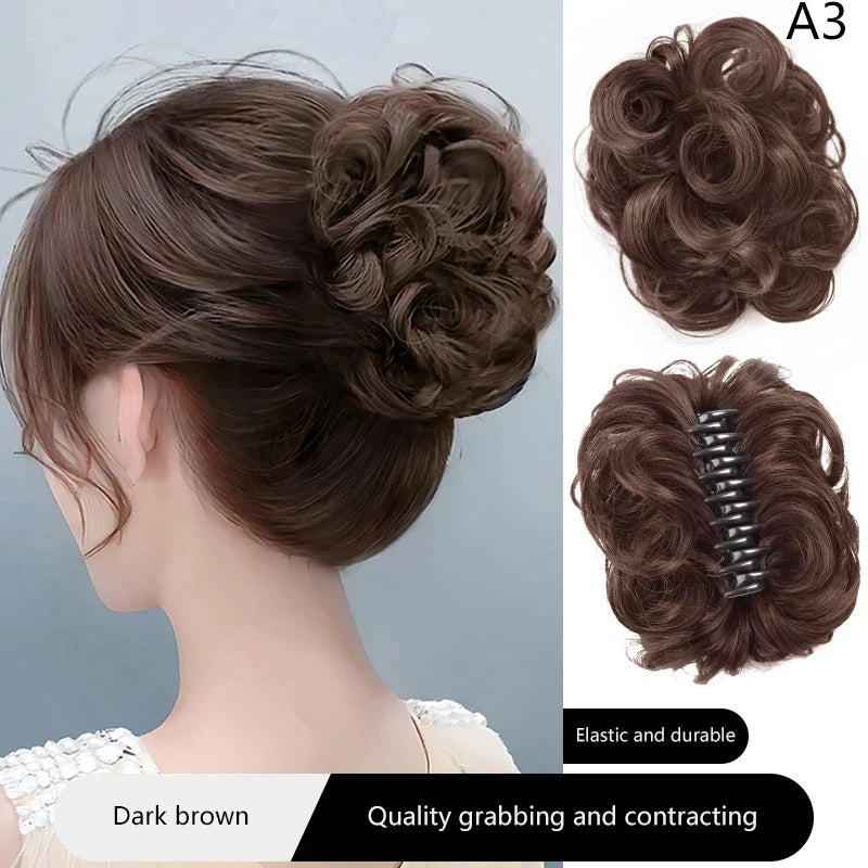 Messy Curly Synthetic Hair Bun Clip-In Hairpiece for Women