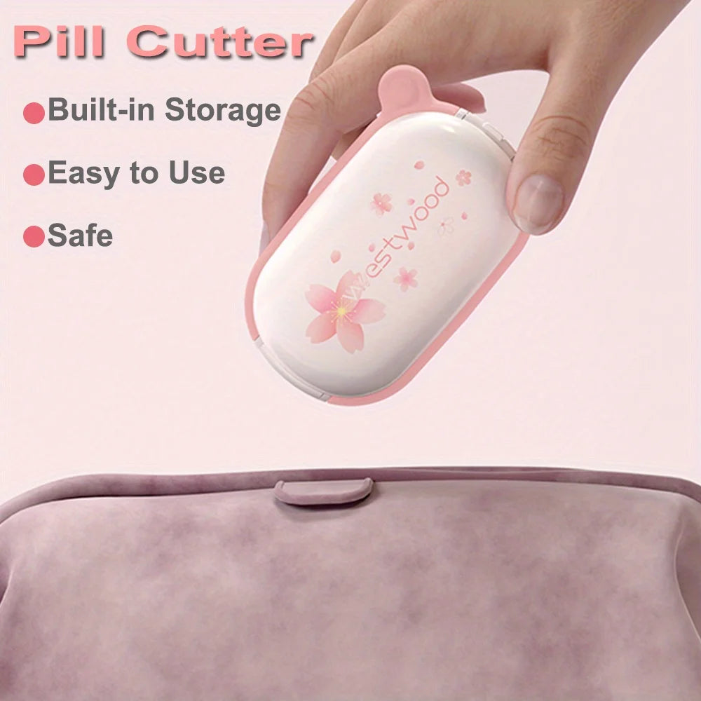 Small Pill Cutters Splitter for Small & Tiny Pills Portable Pill Crusher for Large Pills with Sharp Safe Blad Washable Pill Box Peaceful Pleasures Health and Wellness