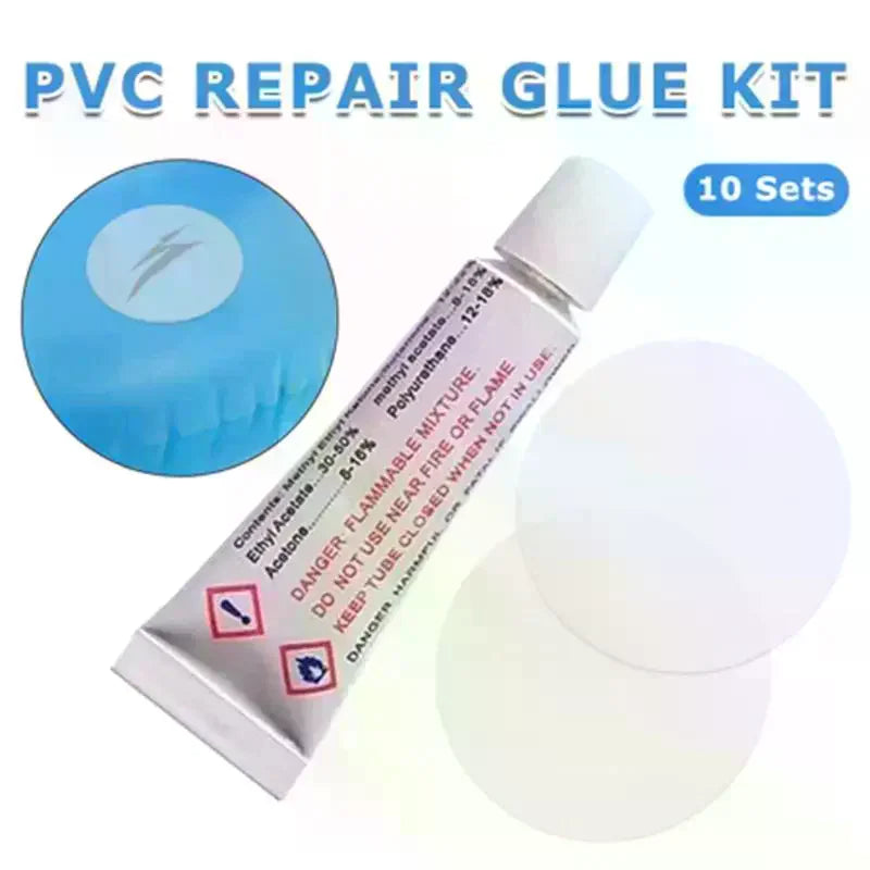 PVC Inflatable Repair Kit – 10 Sets, Patches & Glue | Air Mattress