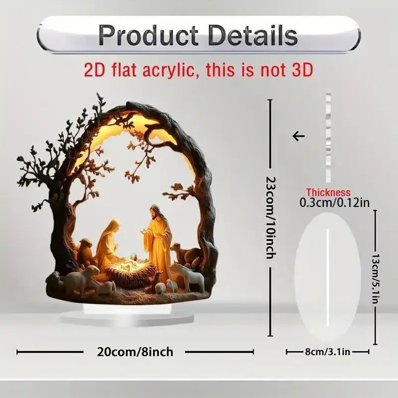 Acrylic Jesus Tree of Life Family Statue Desktop Ornament