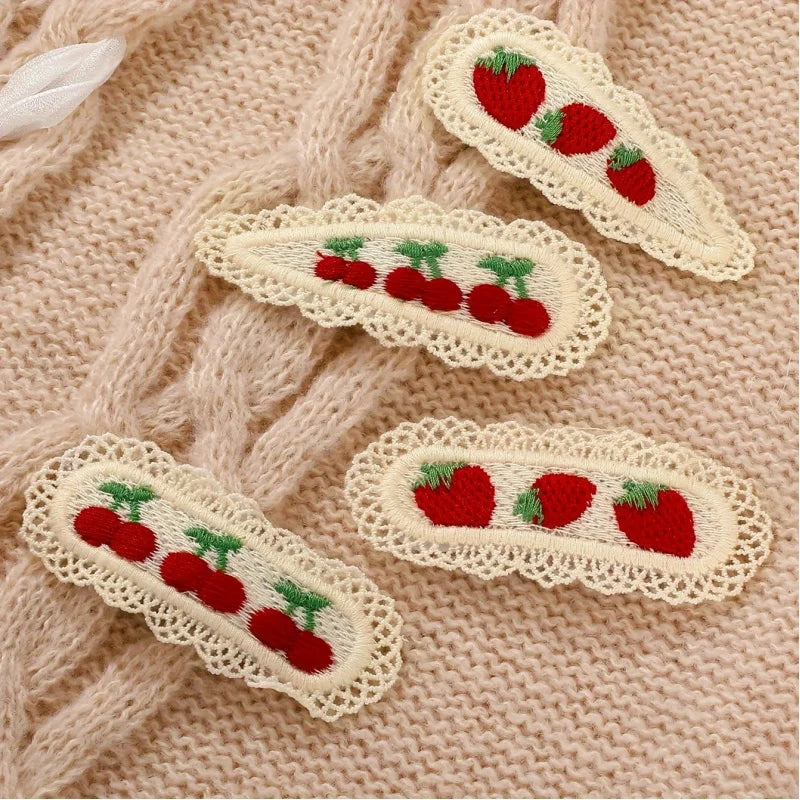 4pcs Strawberry & Cherry Hair Clips – Cute College Style Peaceful Pleasures Health and Wellness
