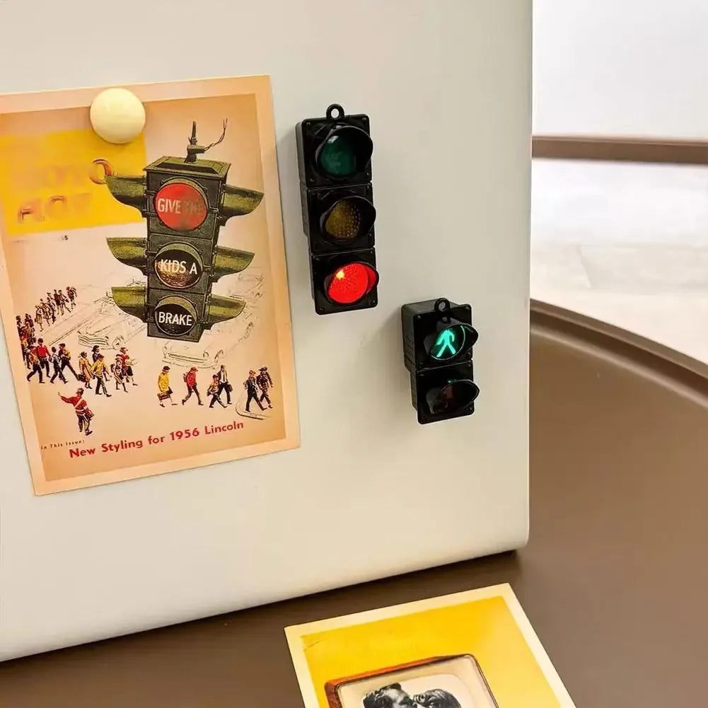 2025 New Traffic Light Magnetic Refrigerator Stickers Traffic Toy Pedestrian Light Creative Magnetic Miniature Decoration Peaceful Pleasures Health and Wellness