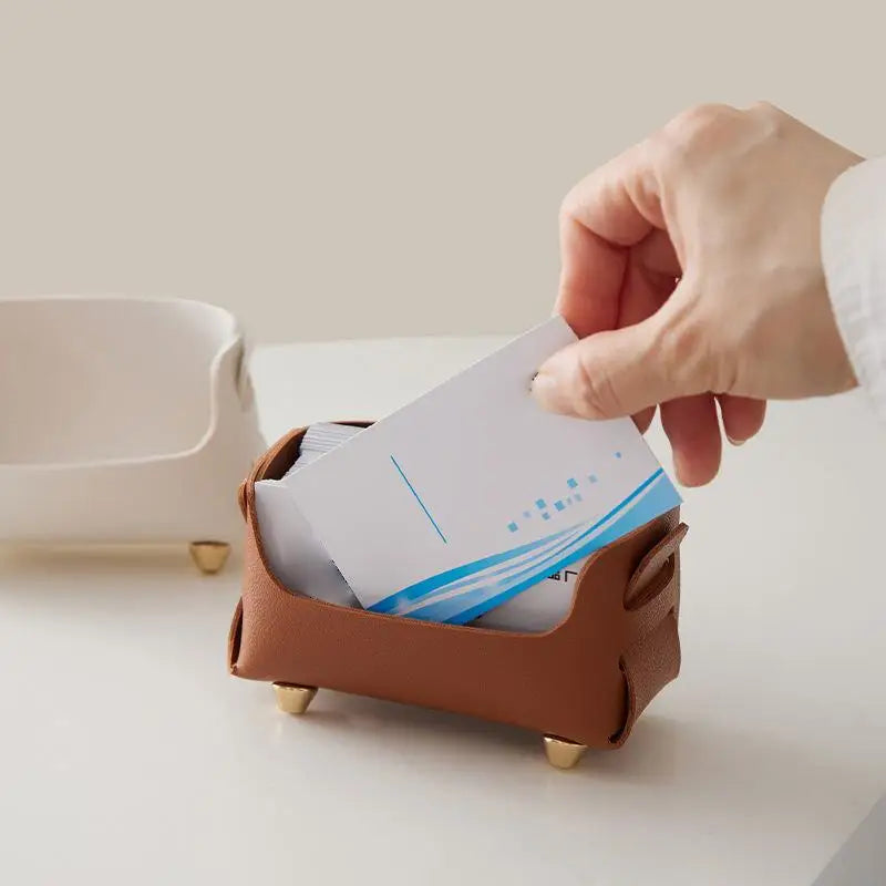 PU Leather Desktop Business Card Holder & Sign Display Stand