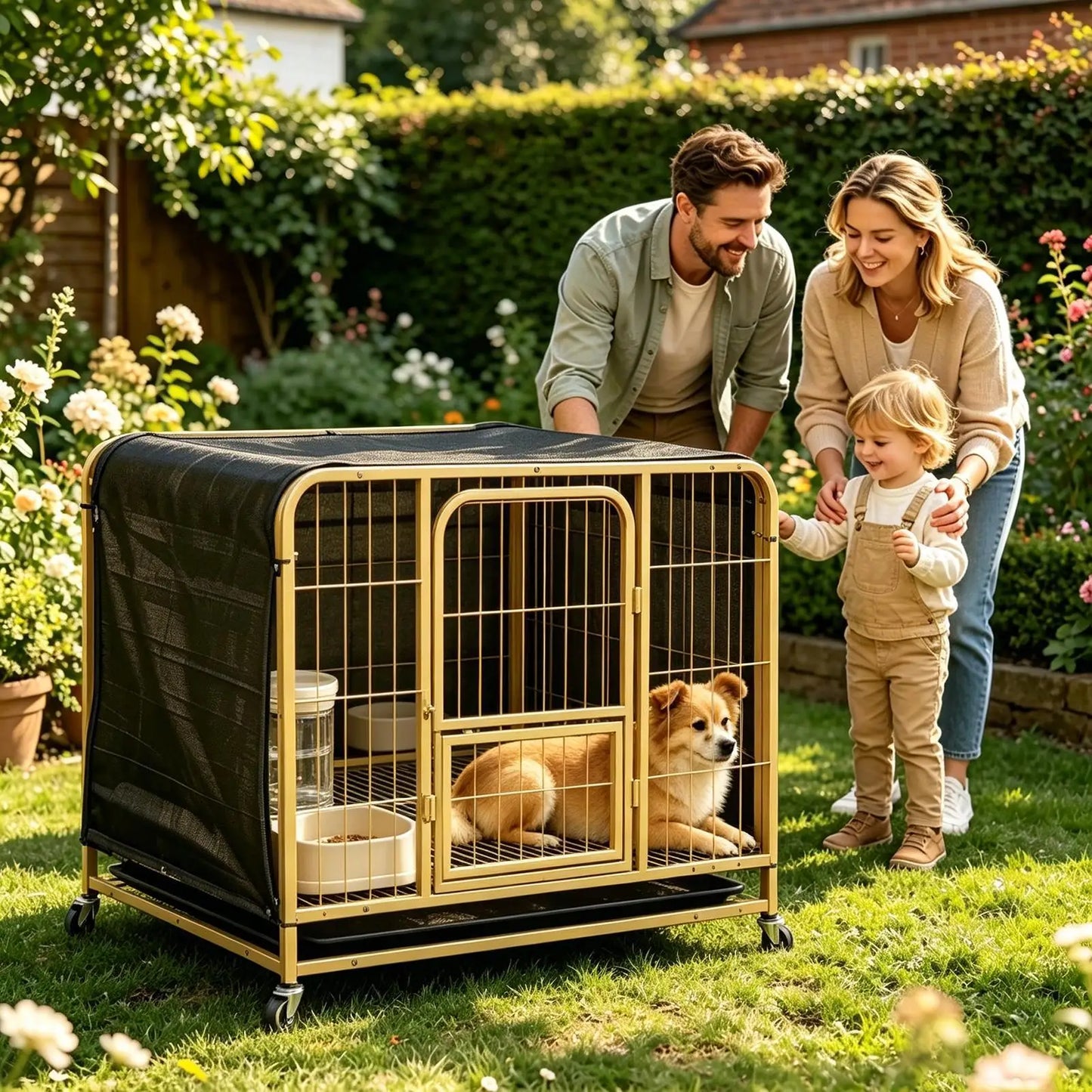 Large Dog Kennel Shade Cover – UV Cooling Mesh 6x3 ft