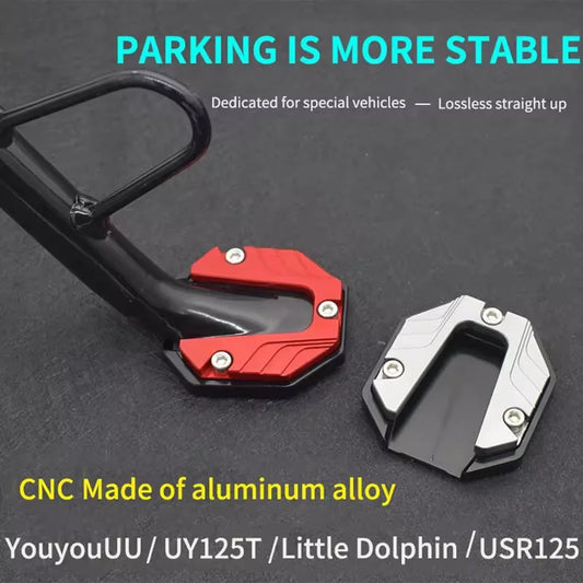 Scooter Motorbike Accessories Extension Foot Pad Support Plate Aluminum Alloy Motorcycle Bike Kickstand Extender Foot Side Stand Peaceful Pleasures Health and Wellness