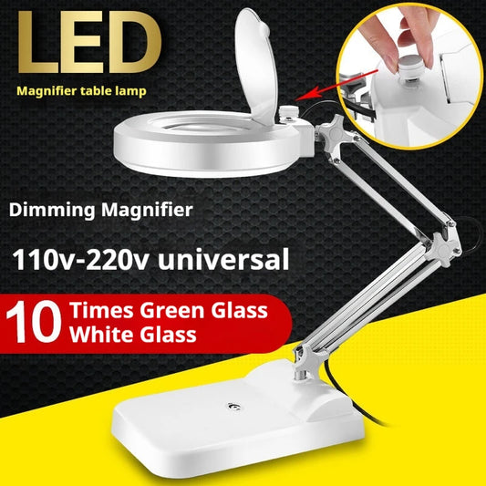 Dimming Magnifying Glass Desktop Magnifying Glass Desk Lamp 10X Magnifying Glass Peaceful Pleasures Health and Wellness 10X
