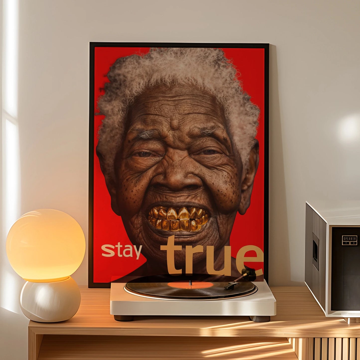 Black Woman Stay True Motivational Canvas Wall Art Print