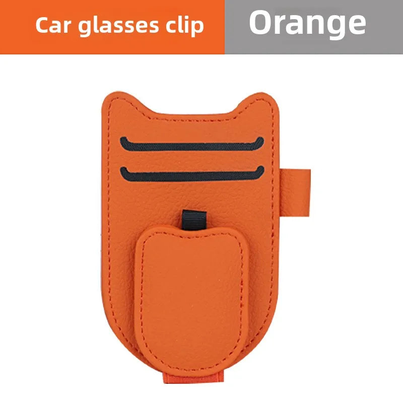 Car Sun Visor Glasses Holder Magnetic Sunglasses Clip Card Holder Storage Bag Scratch-Free Universal Eyeglasses Clip Peaceful Pleasures Health and Wellness orange 1pcs