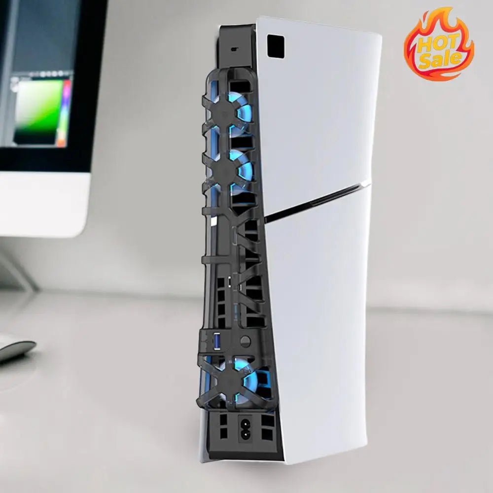 PS5 Slim Cooling Fan – 3-Fan USB LED Rear Cooler 5500 RPM