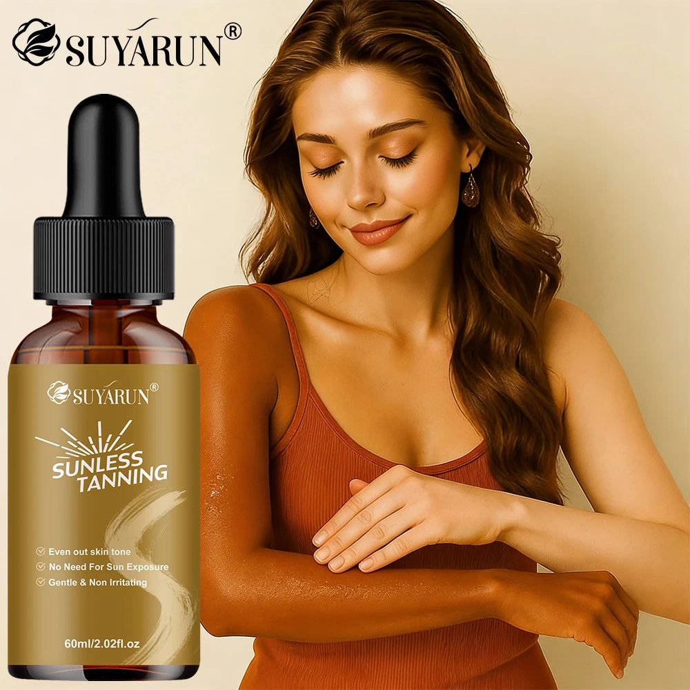 SUYARUN Self-Tanning Serum for Face & Body, Streak-Free & Natural Bronze Glow, Quick-Dry, Sun-Kissed Look Without Sun! Peaceful Pleasures Health and Wellness