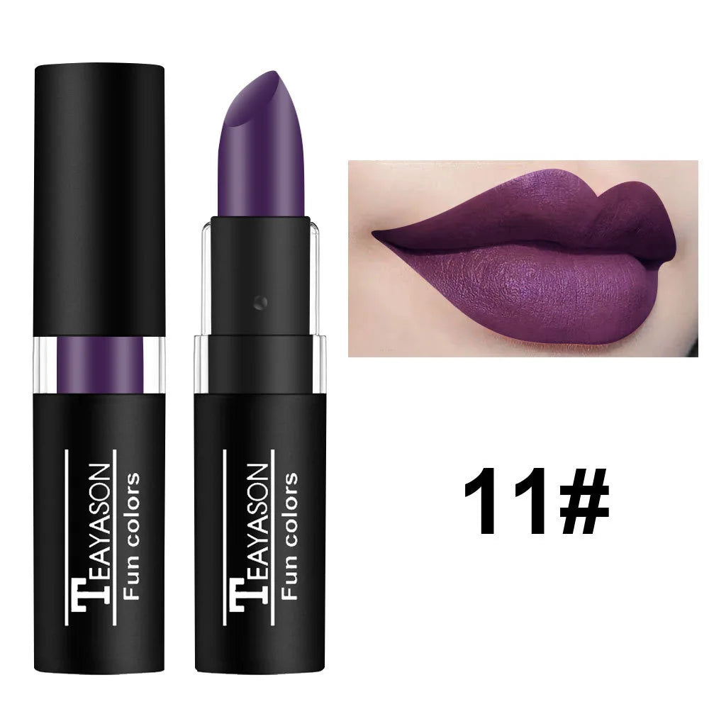 TEAYASON 12-Color Matte Lipstick – Waterproof Long-Lasting