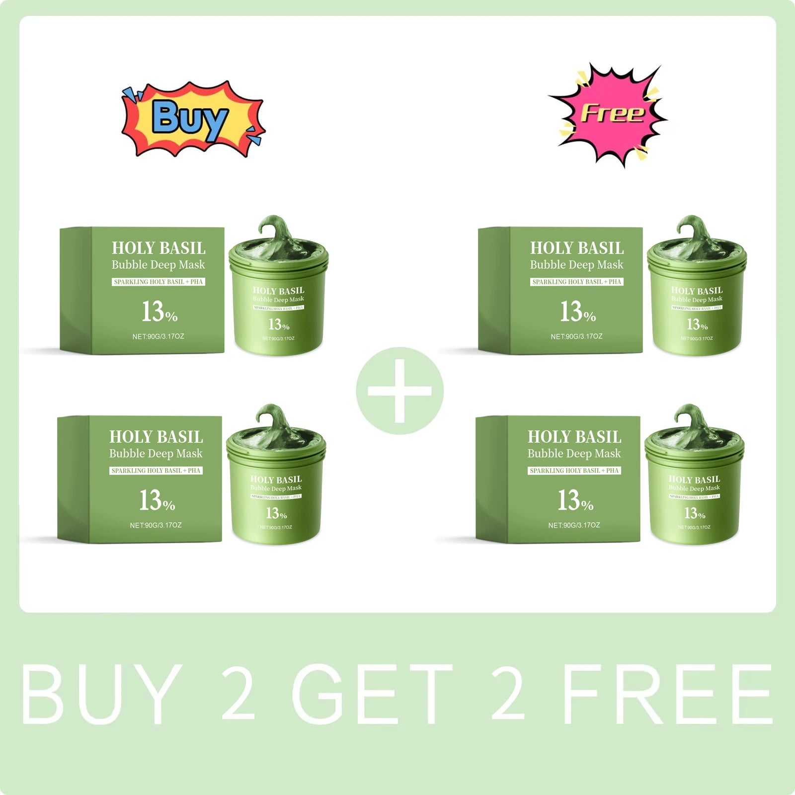 Holy Basil Bubble Mud Mask Gentle Cleaning Pore Blackheads Removal Acne Oil Control Exfoliating Hydrating Skin Rejuvenation Care Peaceful Pleasures Health and Wellness Buy 2 Get 2 Free