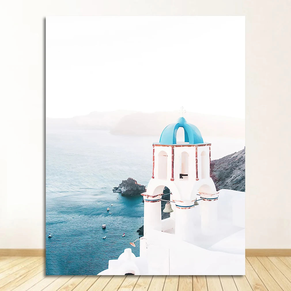 Greek Island Santorini Minimalist Canvas Wall Art | Travel Poster