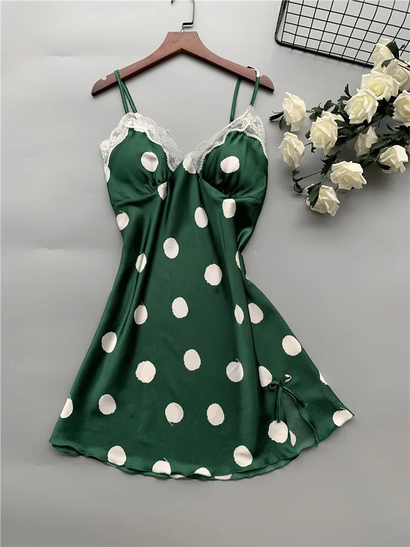 Faux Silk Polka Dot Baby Doll Lingerie | European Style