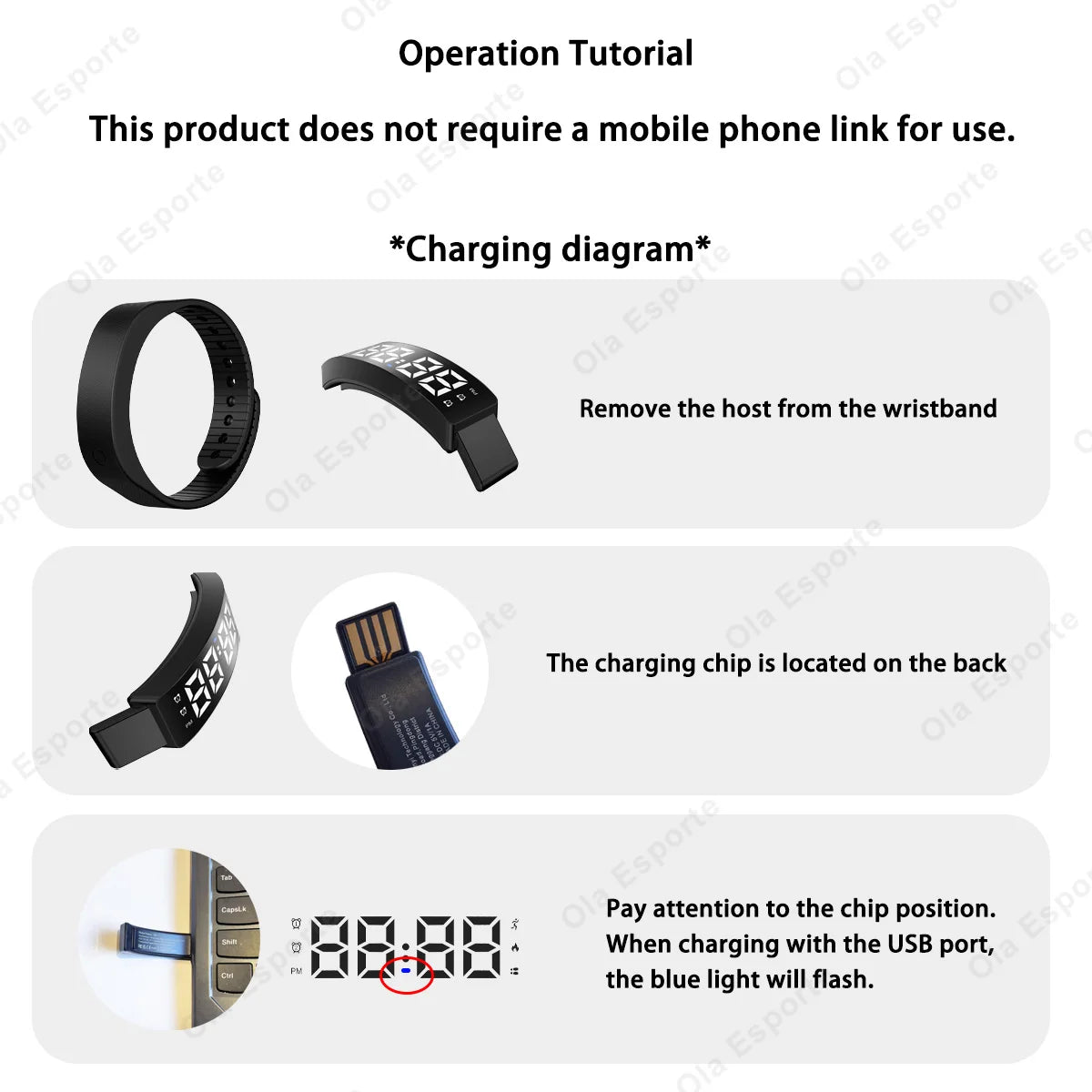 Ola Esporte HT30 LED Smart Band – Pedometer & Sleep Tracker