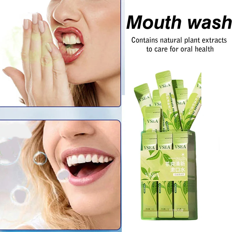20PCS Passion Fruit Green Tea Mouthwash, Fresh Breath, Independent Packaging, Portable Mouthwash Peaceful Pleasures Health and Wellness