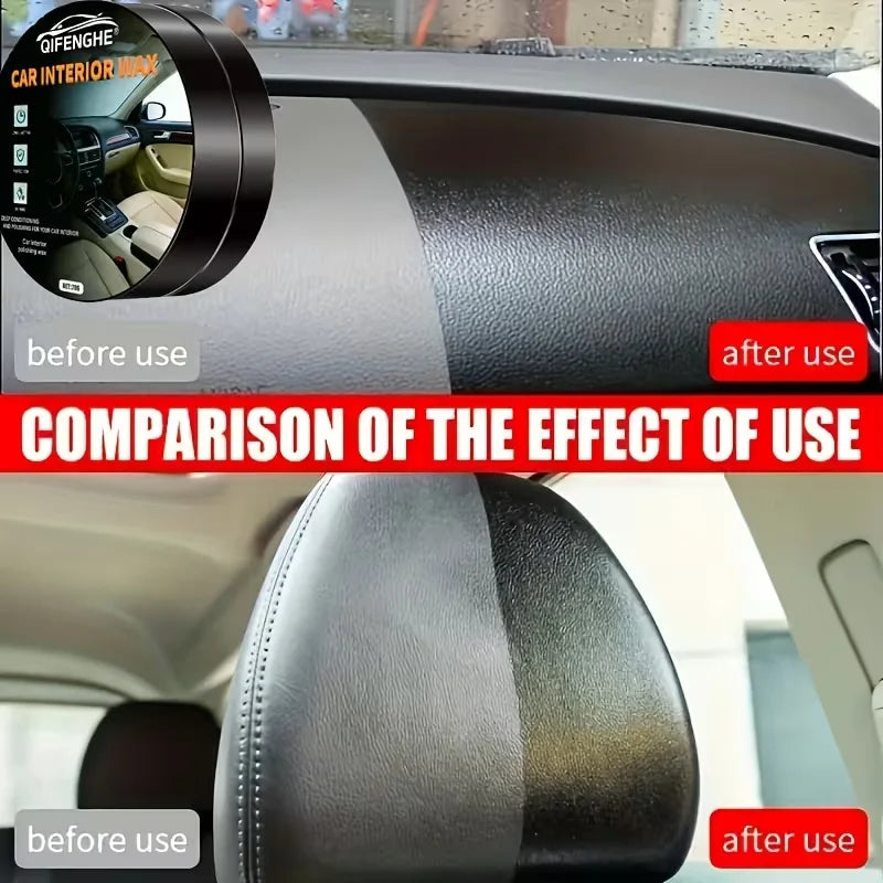 Car Interior Plastic Restoration Wax & Tire Protectant + Sponge