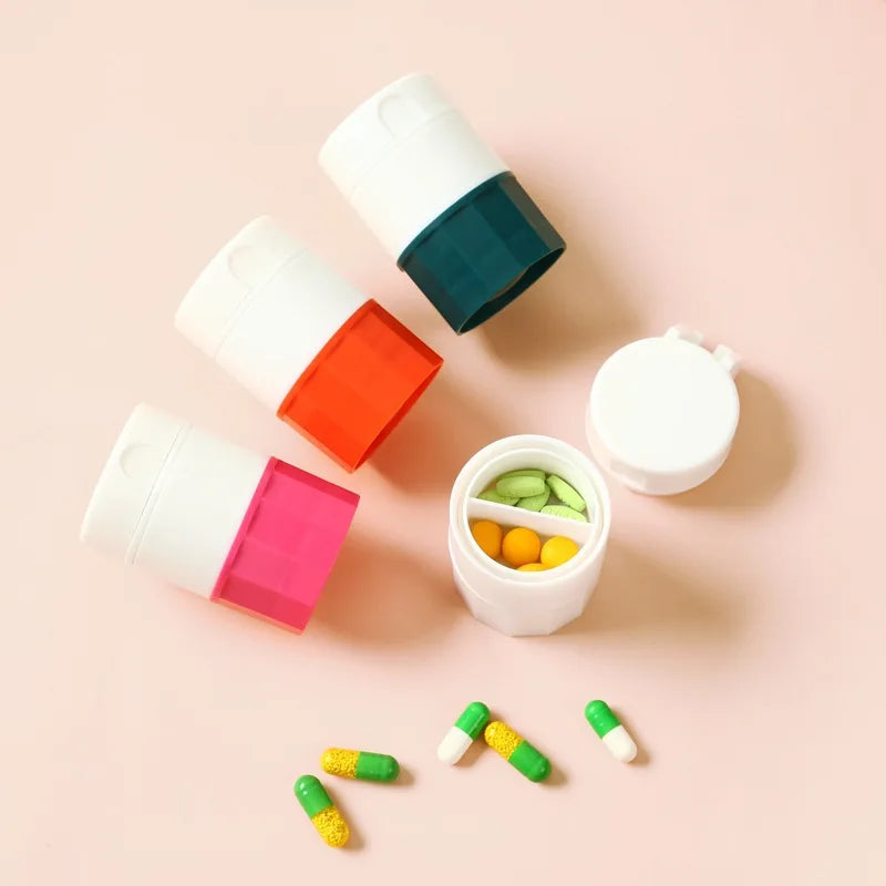 4-in-1 Portable Pill Crusher, Cutter & Storage Box Organizer