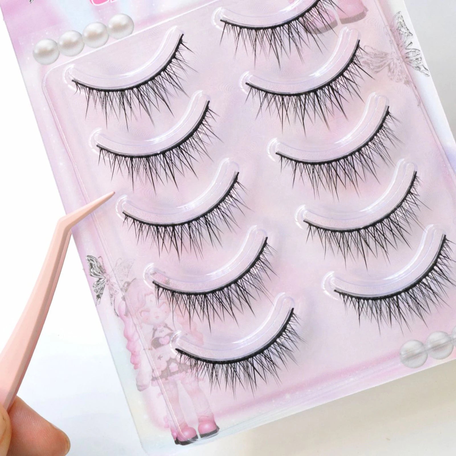 5 Pairs Cosplay False Eyelashes Wispy Eyelash Extension Enlarge Your Eyes With Hard Band Natural Makeup Party Daily Korean Style Peaceful Pleasures Health and Wellness