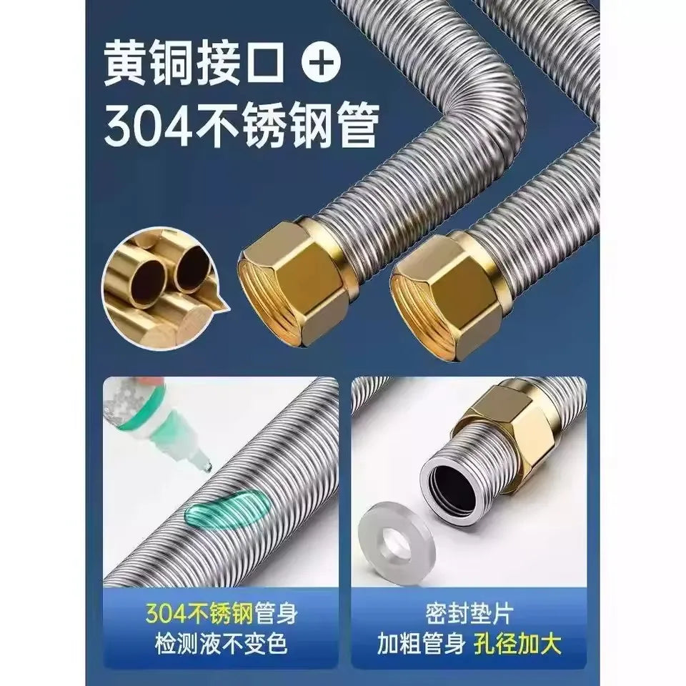 304 Stainless Steel Corrugated Hose 1/2" BSP | 20–200cm