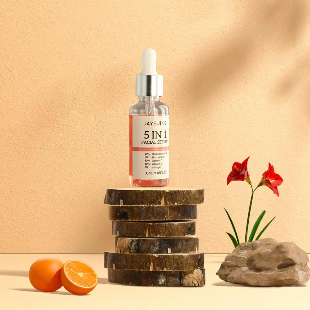 Jaysuing 5-in-1 Vitamin C & Hyaluronic Acid Face Serum – 30ml Moisturizing, Pore-Minimizing & Anti-Wrinkle Serum Peaceful Pleasures Health and Wellness