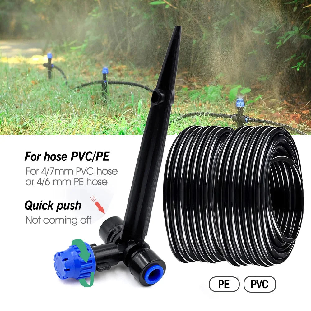 8-holes Drippers with Garden Irrigation Watering Supplies Stake 180° Bend Adjustable Sprinklers Quick Insert Slip Lock Sprayer Peaceful Pleasures Health and Wellness