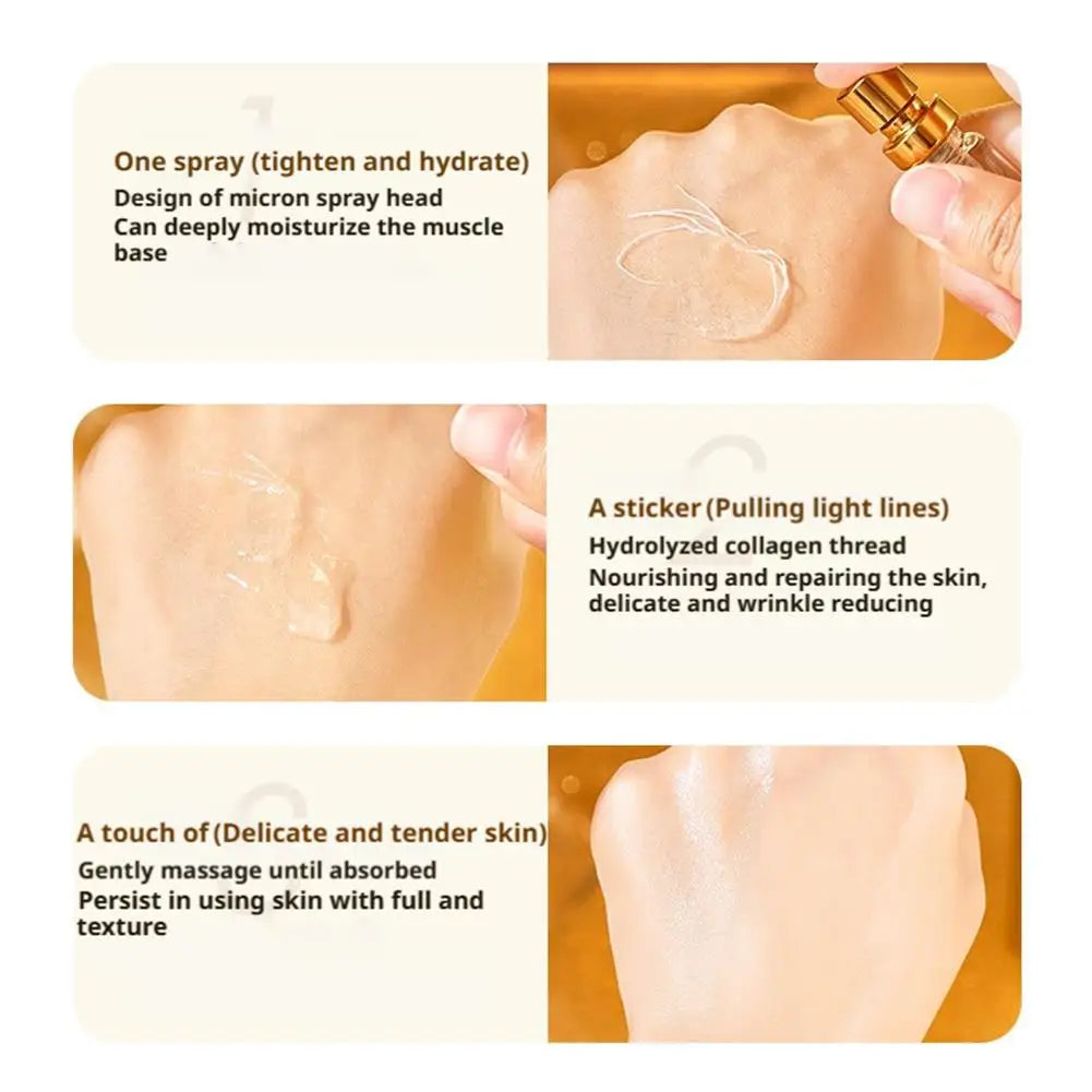 Elastic Golden Protein Peptide Collagen Essence Set Lifting Firming Moisturizing Face Skin Care Serum Thread For All Skin Types Peaceful Pleasures Health and Wellness