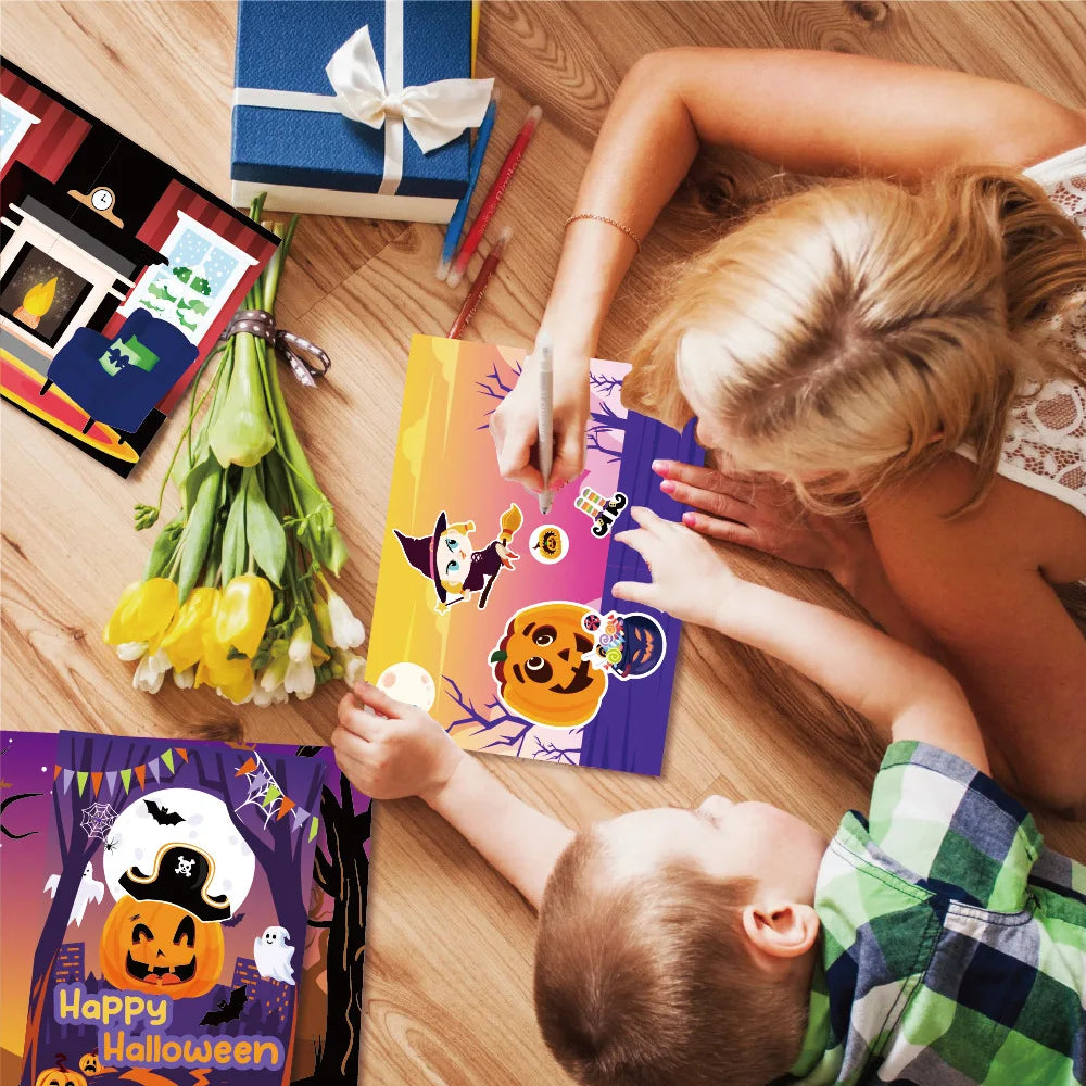 Christmas Halloween Sticker Book Reusable Stickers DIY Dress-up Fun