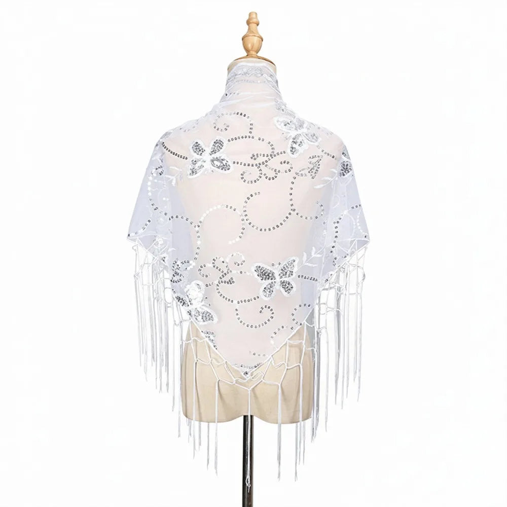 Women's Floral Lace Scarf Shawl – Boho Headscarf & Bandana