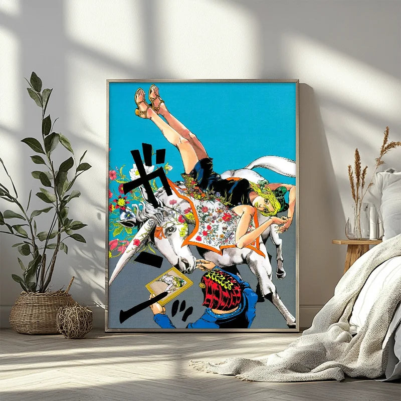 JoJo's Bizarre Adventure Retro Canvas Wall Art Anime Poster Canvas Wall Art Peaceful Pleasures Health and Wellness