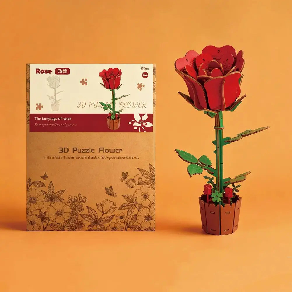 3D Wooden Flower Puzzle Kit for DIY Home Decoration Peaceful Pleasures Health and Wellness