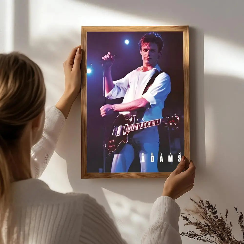 Singer B-Bryan Adams Poster HD Self Adhesive Waterproof Wall Art Ideal for Home Office Dorm Bedroom Great Gift Peaceful Pleasures Health and Wellness White6 50X70cmNoframe