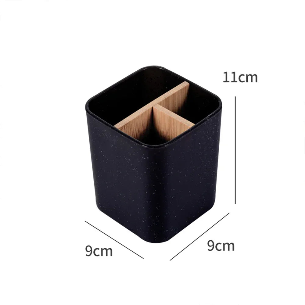 Bamboo Toothbrush Holder & Bathroom Organizer Stand