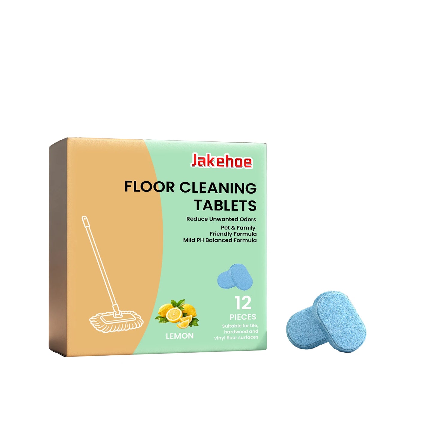 Jakehoe Dissolving Floor Cleaner Tablets | Deep Clean & Lemon Scent