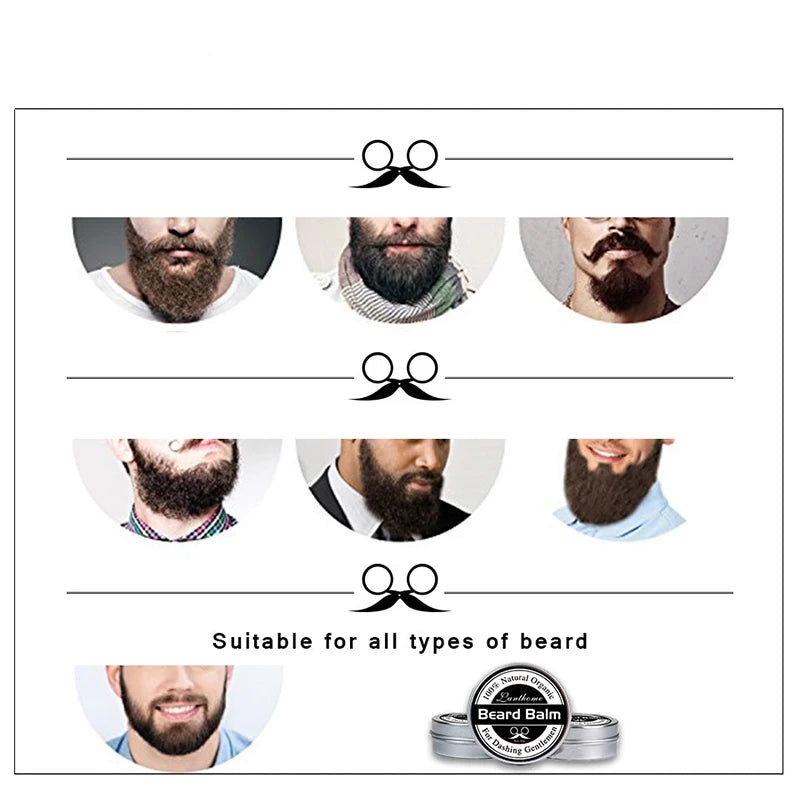 2PCS Natural Beard Balm Wax, Mustaches Cream for Men, Moisturizing Smoothing, Beard Styling Professional Care Cream Skin Care Peaceful Pleasures Health and Wellness