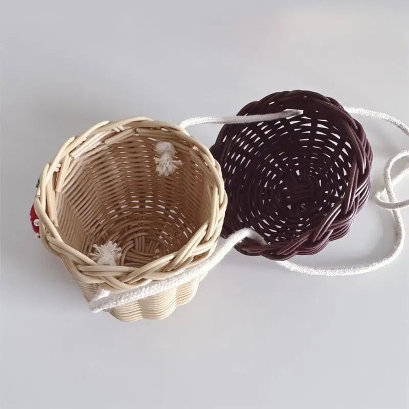 Woven Rattan Pinecone Mini Bag | Kids Baby Photo Prop