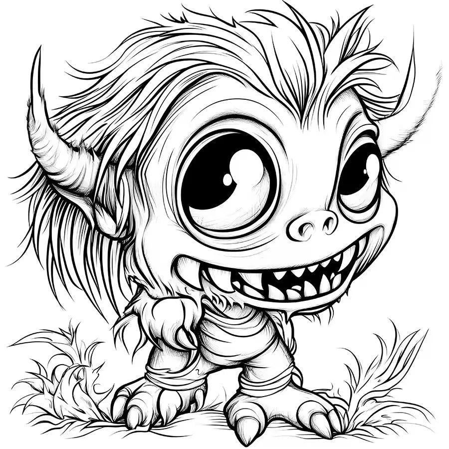 Little Monster Coloring Book 20 Pages Adult Picture Animals Drawings