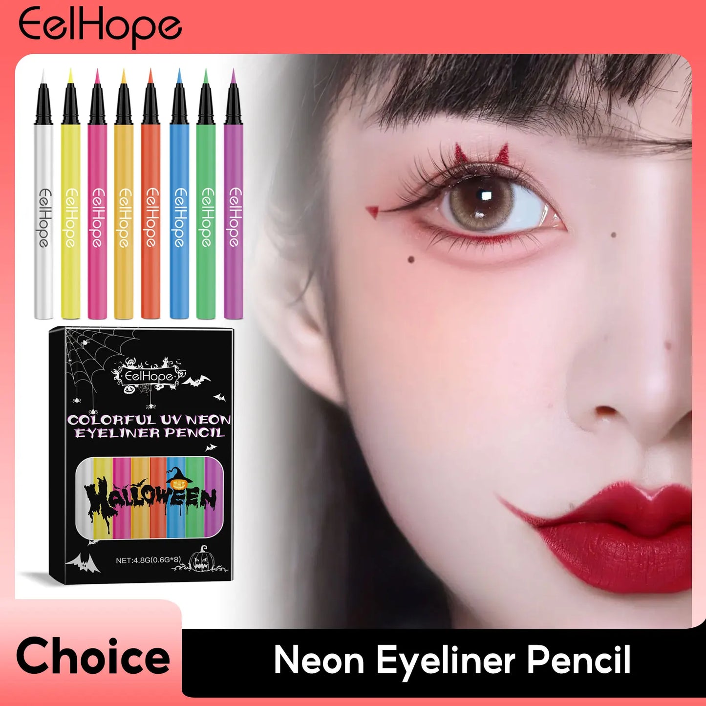 Eelhope 8-Color Neon UV Liquid Eyeliner – Waterproof, Long Lasting